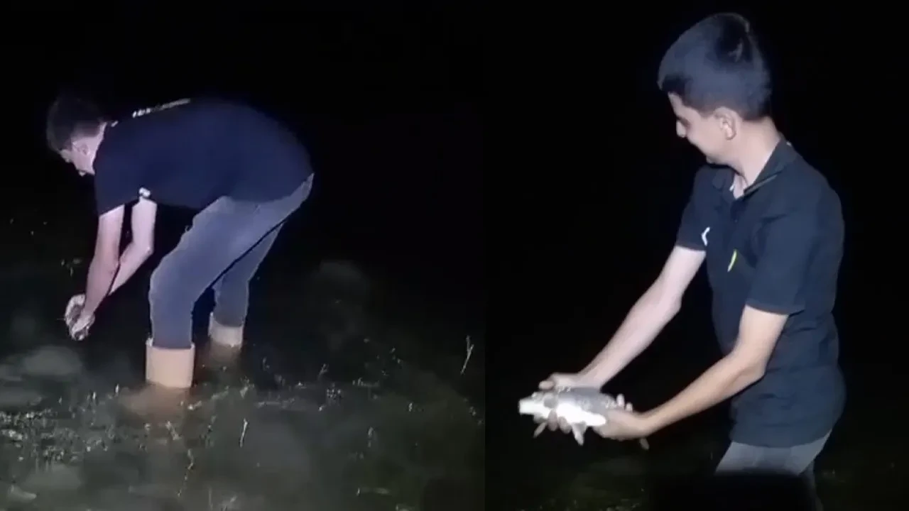 Oltasına takılan yavru balığa söyledikleri yürekleri ısıttı: 