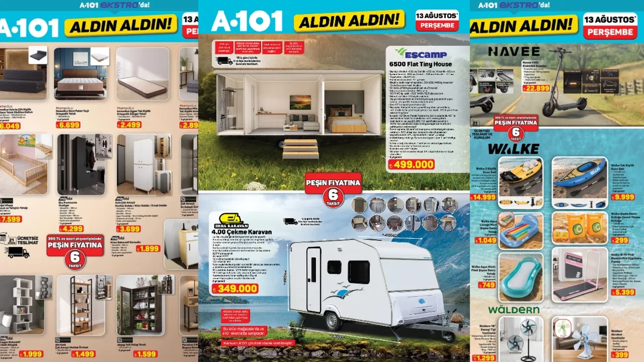 13-20 Ağustos A101 aldın aldın ürünleri satışta! Karavan, tiny house, kano seti ve iPhone 17 geliyor...