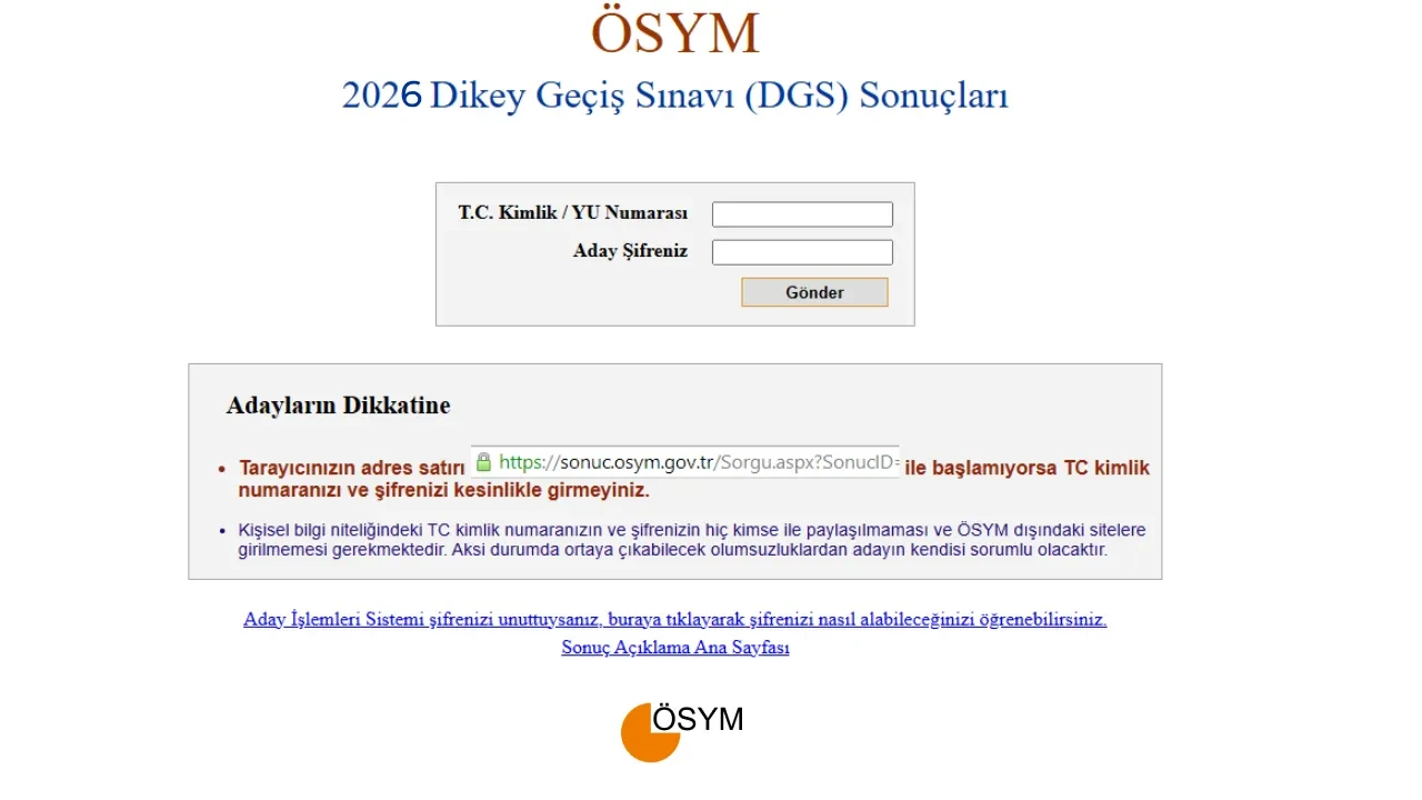 2026 DGS sınav sonuçları sonuc.osym.gov.tr sorgulama ekranı! ÖSYM DGS sonuçları açıklandı mı?