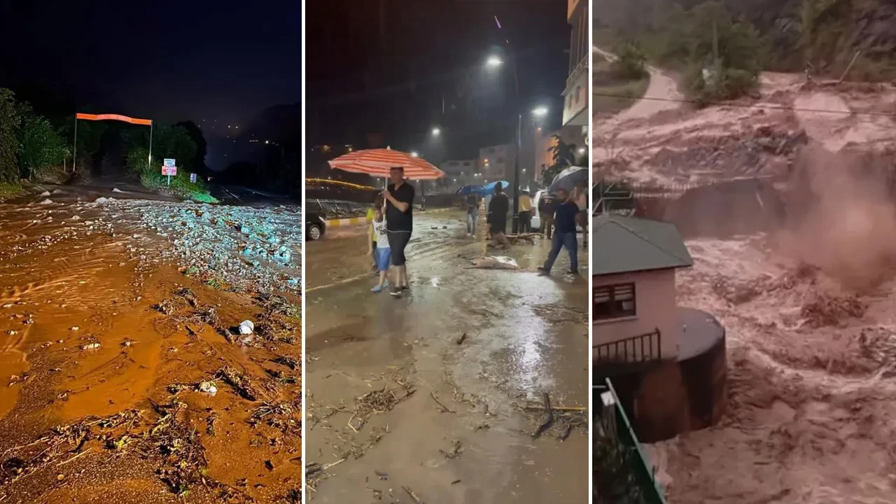 Giresun’da fırtına ve sağanak felaketi: Tirebolu-Doğankent yolu kapandı, HES taşkında zarar gördü