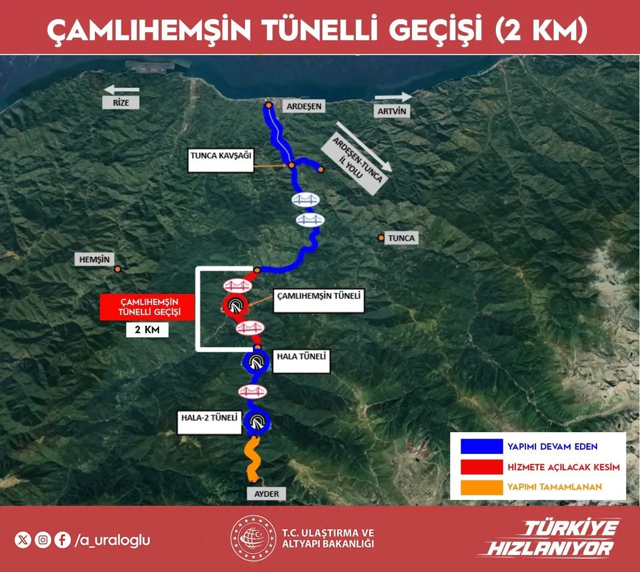 Bakan Uraloğlu açıkladı: Pazartesi hizmete açılıyor: 1 saatlik yol 35 dakikaya düşecek