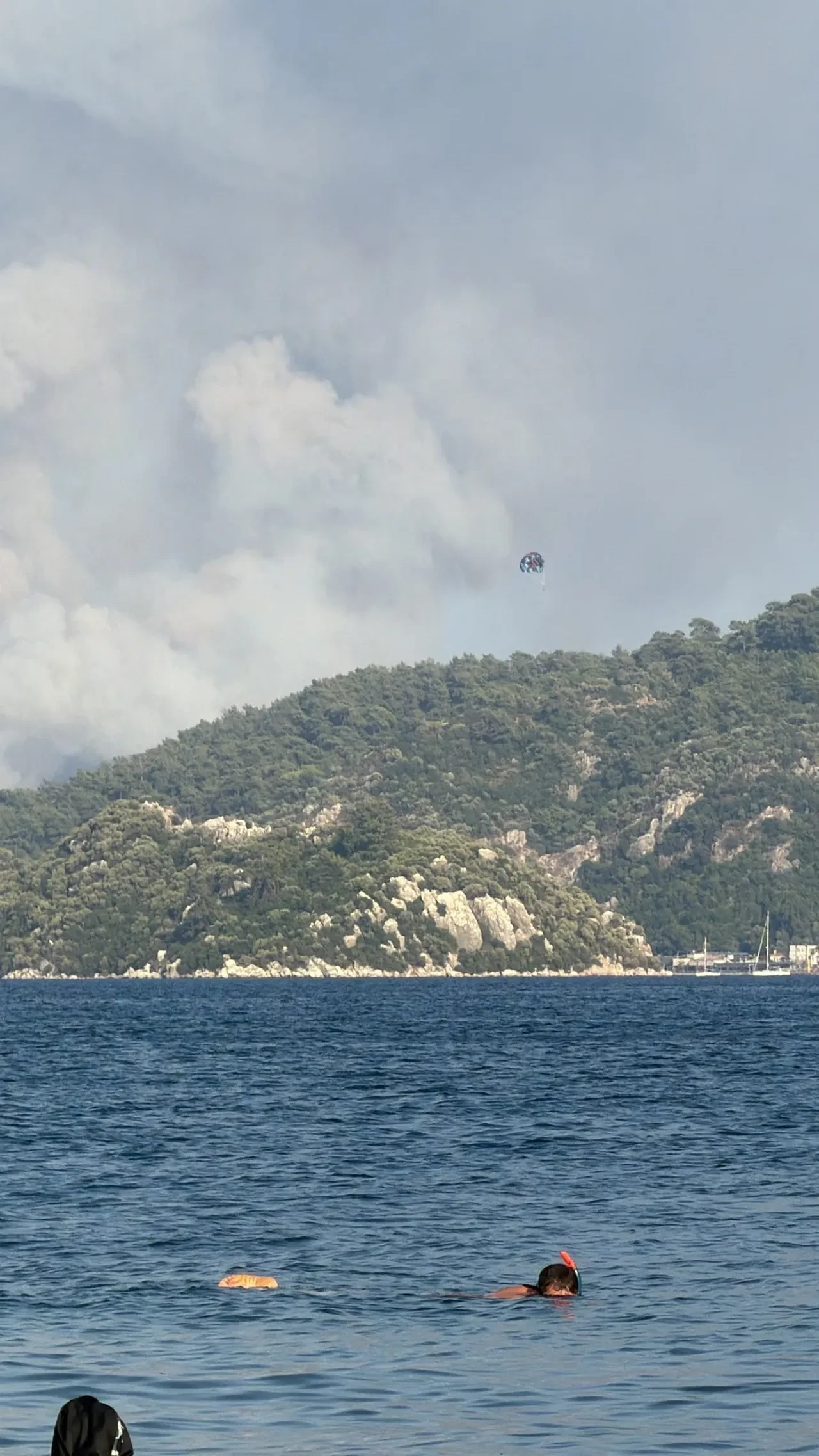 Marmaris'in kara ulaşımının zor olduğu koyda orman yangını 