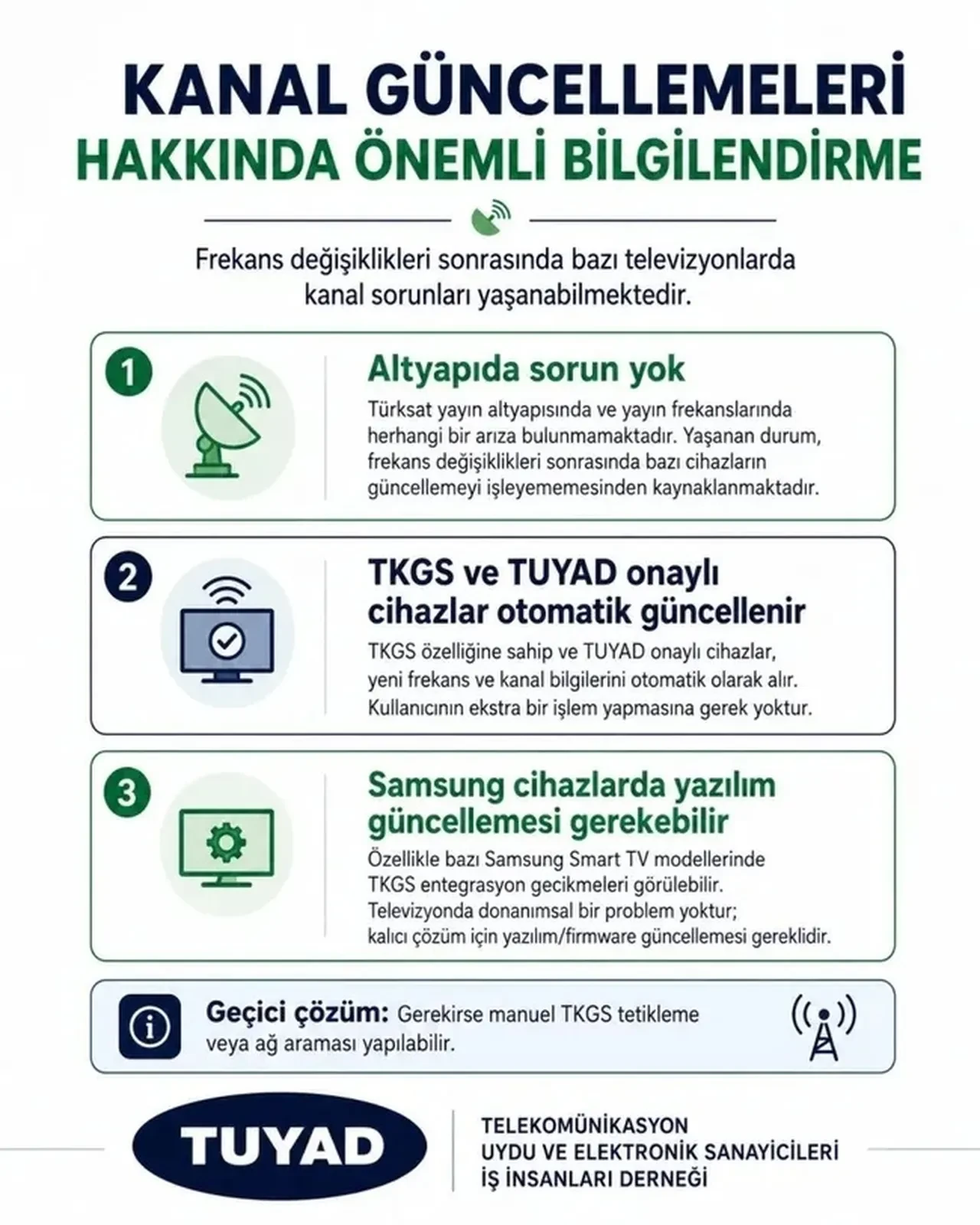 Televizyonda kanal ve frekans sorunu yaşayanlar dikkat! TUYAD yapılması gerekenleri tek tek açıkladı