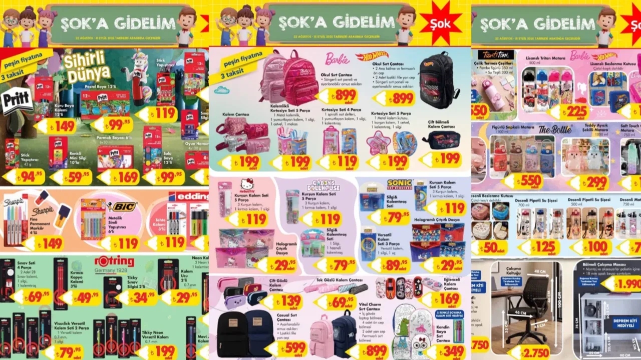 19-22 Ağustos ŞOK okula dönüş ürünleri raflarda! Çanta, defter kalem ve onlarca kırtasiye ürünü geliyor...