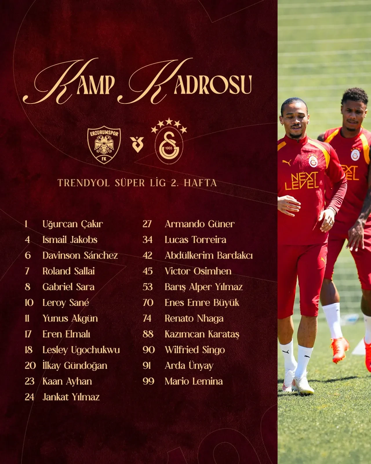 Galatasaray'ın Erzurumspor FK maçı kadrosu belli oldu! Batrakov kadroya dahil edildi mi?