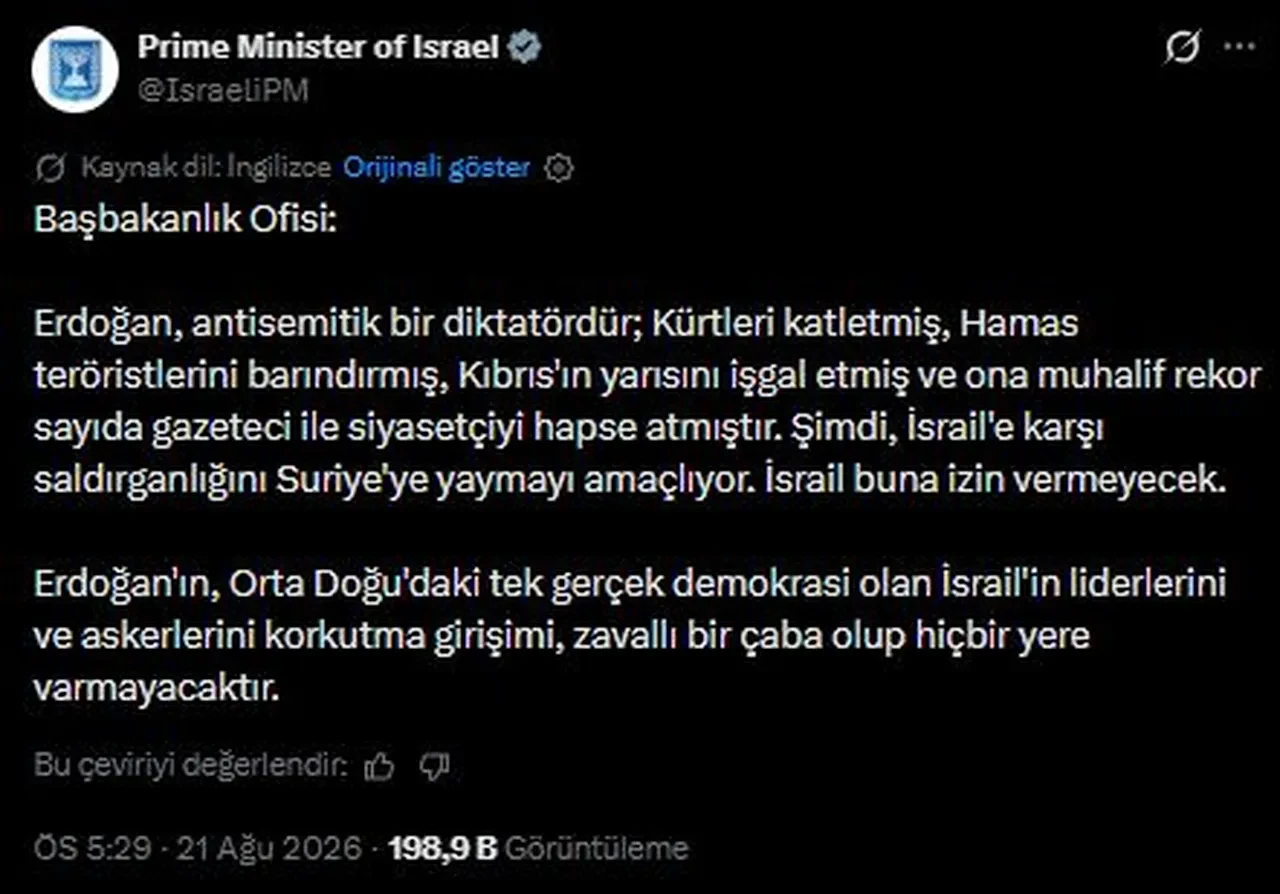 İsrail küstah paylaşımla Erdoğan'ı hedef aldı! Türkiye'den yükselen tepkilerde asıl amaca dikkat çekildi