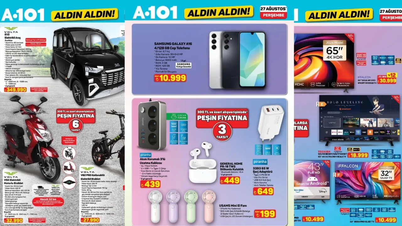 27 Ağustos 2026 A101 aktüel ürünler kataloğu yayımlandı!  Waffle makinesi, el fanı, elektrikli araç ve mutfak robotu geliyor...