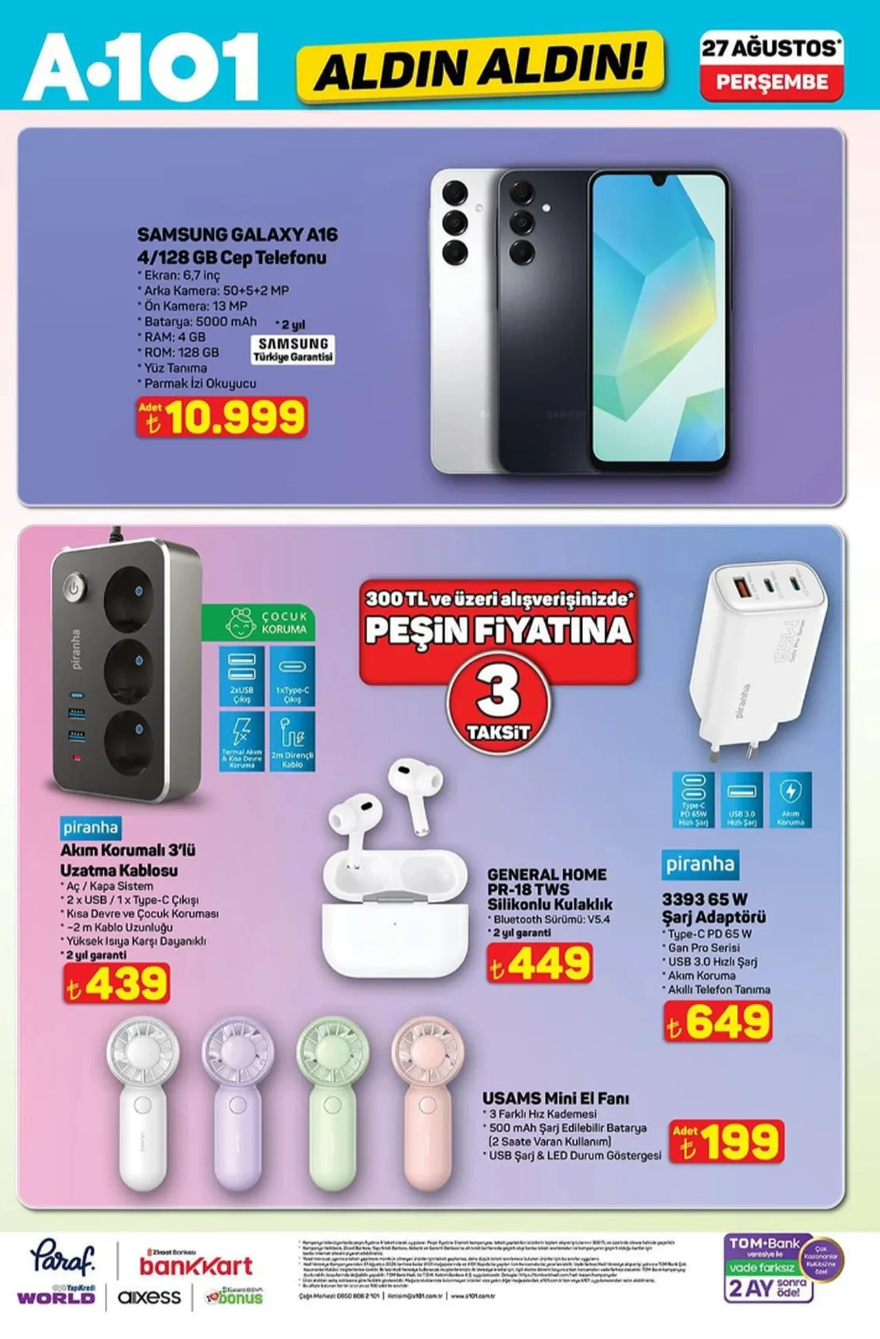 27 Ağustos 2026 A101 aktüel ürünler kataloğu yayımlandı!  Waffle makinesi, el fanı, elektrikli araç ve mutfak robotu geliyor...