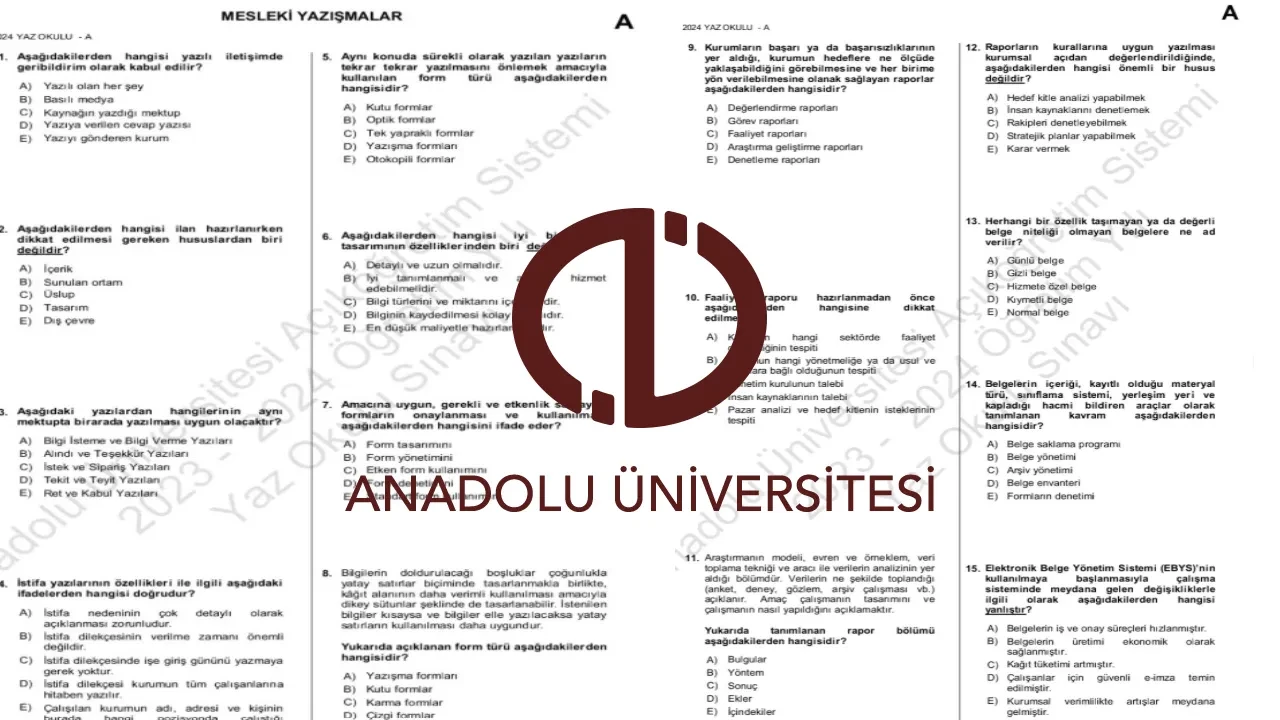 AÖF yaz okulu soruları ve cevapları 2026! Açıköğretim (AÖF) soruları ve cevap anahtarı anadolu.edu.tr görüntüleme ekranı