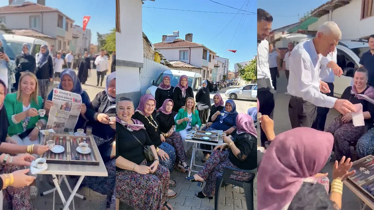 'Bizden kız almak kolay değil' diyerek Pazaryeri Belediye Başkanı Zekiye Tekin ile yol kesip tavla oynadılar