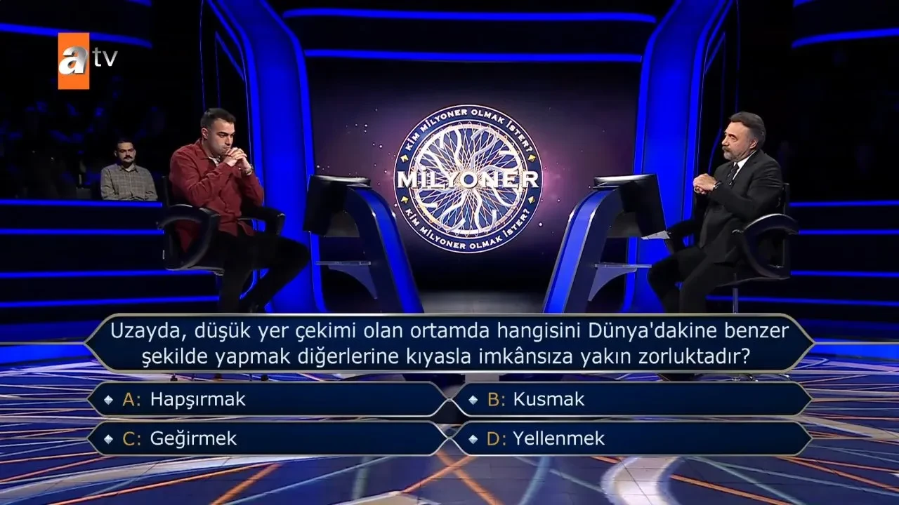 Kim Milyoner Olmak İster’de 200 bin TL’lik soru gündem oldu! 'Uzayda hangisini yapmak zordur?' İşte cevabı 