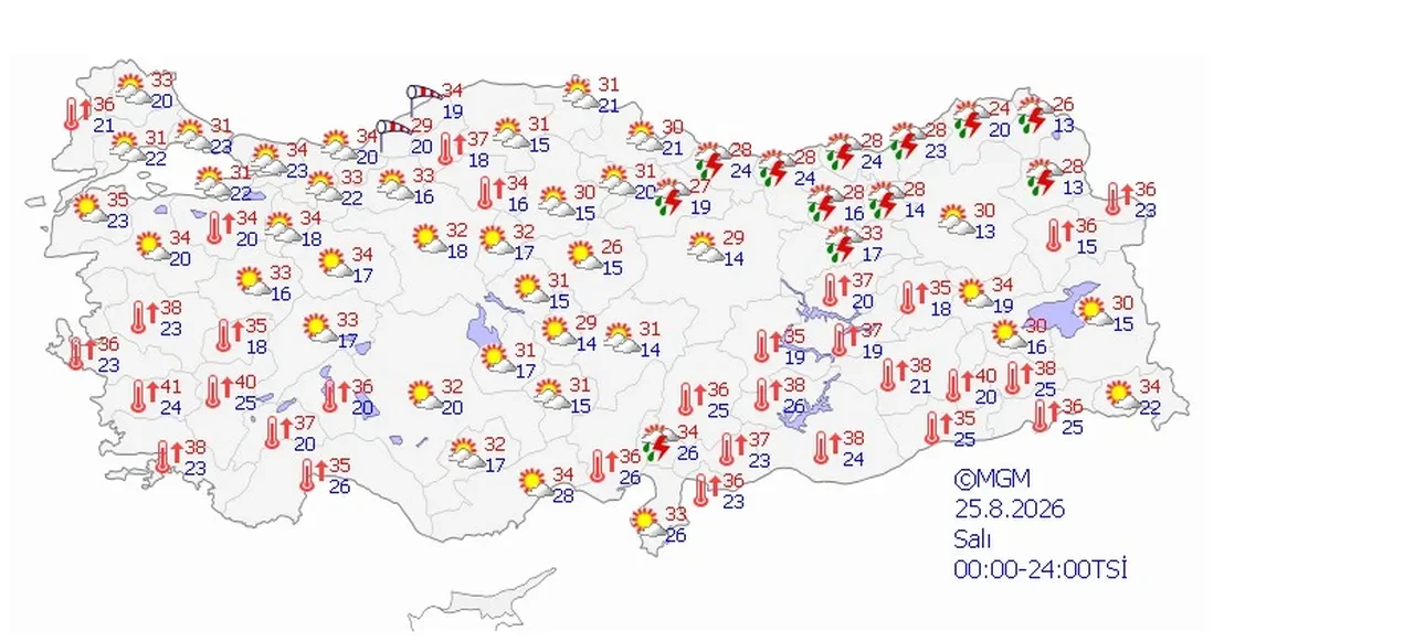 25 Ağustos 2026 hava durumu | Meteoroloji illeri tek tek duyurdu: Kuvvetli sağanak geliyor 