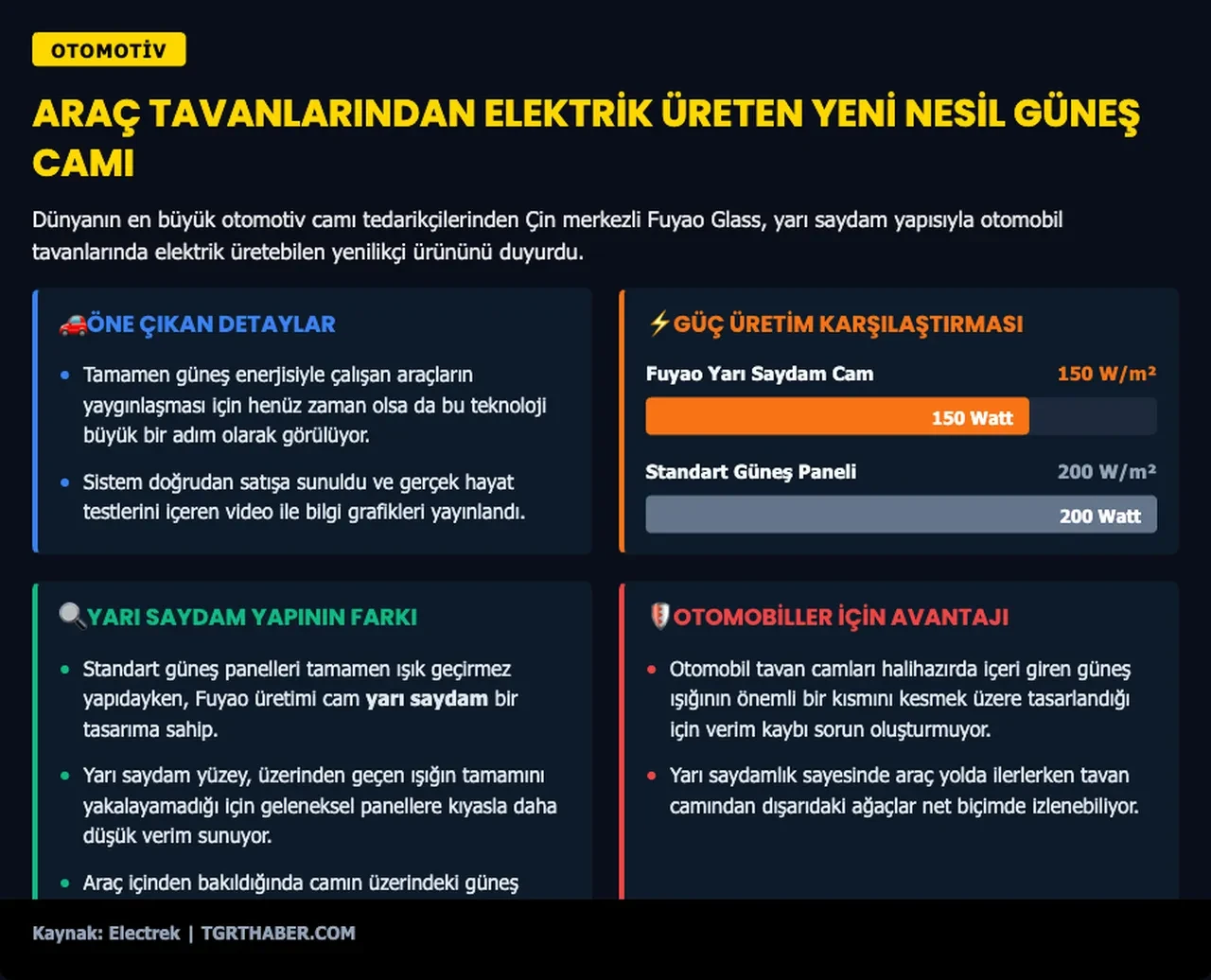 Elektrikli otomobillerde yeni çağ: Araba tavanından elektrik üreten cam satışa çıktı