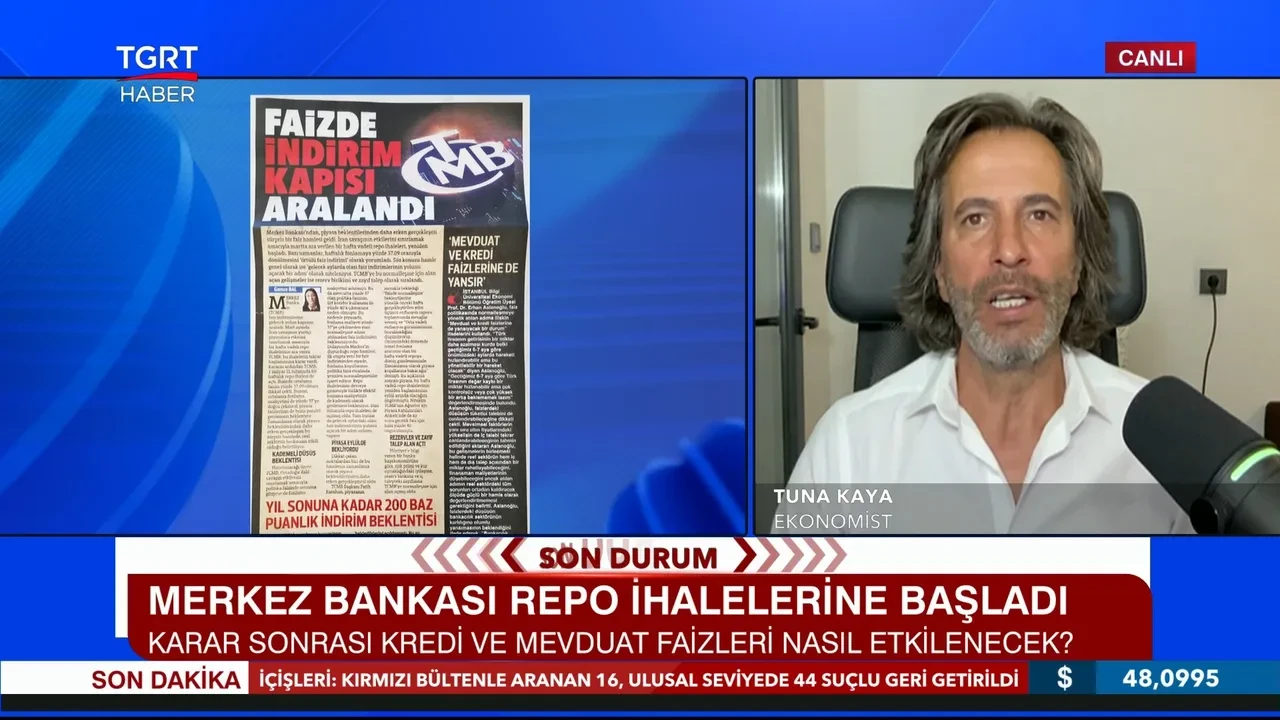 Merkez Bankası düğmeye bastı! Mevduat ve kredi faizleri düşecek mi? Tuna Kaya kritik şartı açıkladı
