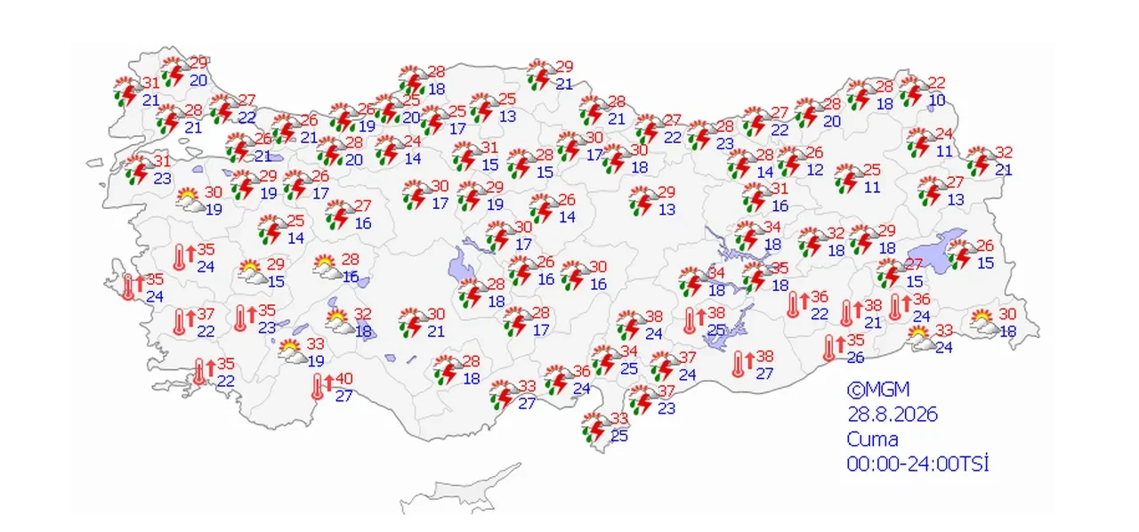26 Ağustos 2026 hava durumu | Meteoroloji gün vererek uyardı! İstanbul dahil birçok ilde sağanak alarmı