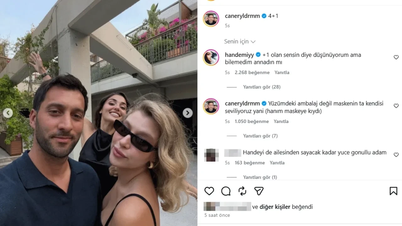 Gamze Erçel'in eşi Caner Yıldırım'dan "4+1" notlu aile pozları! Hande Erçel'in yorumu kafaları karıştırdı