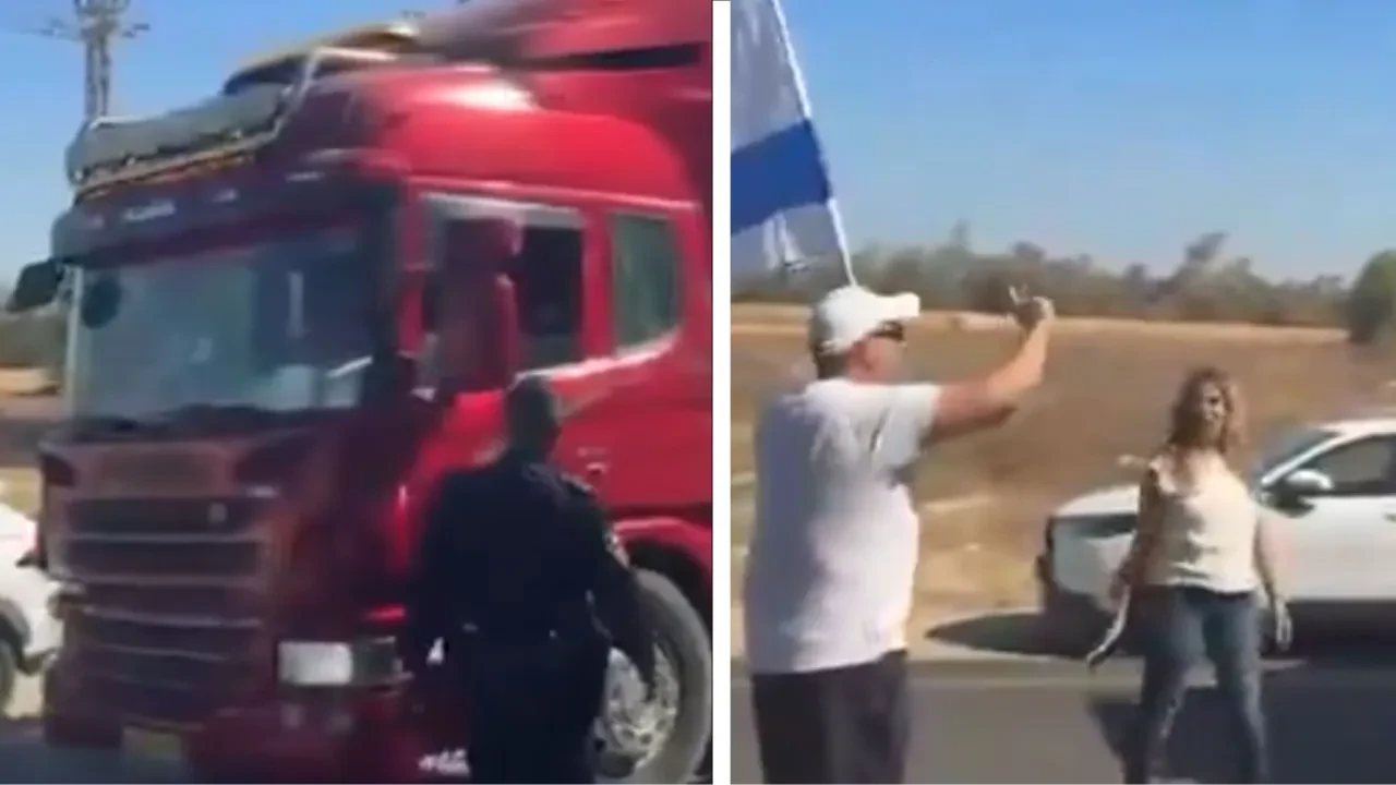 Yardım tırlarının Gazze’ye ulaşmasına barikat kurarak engel oldular!