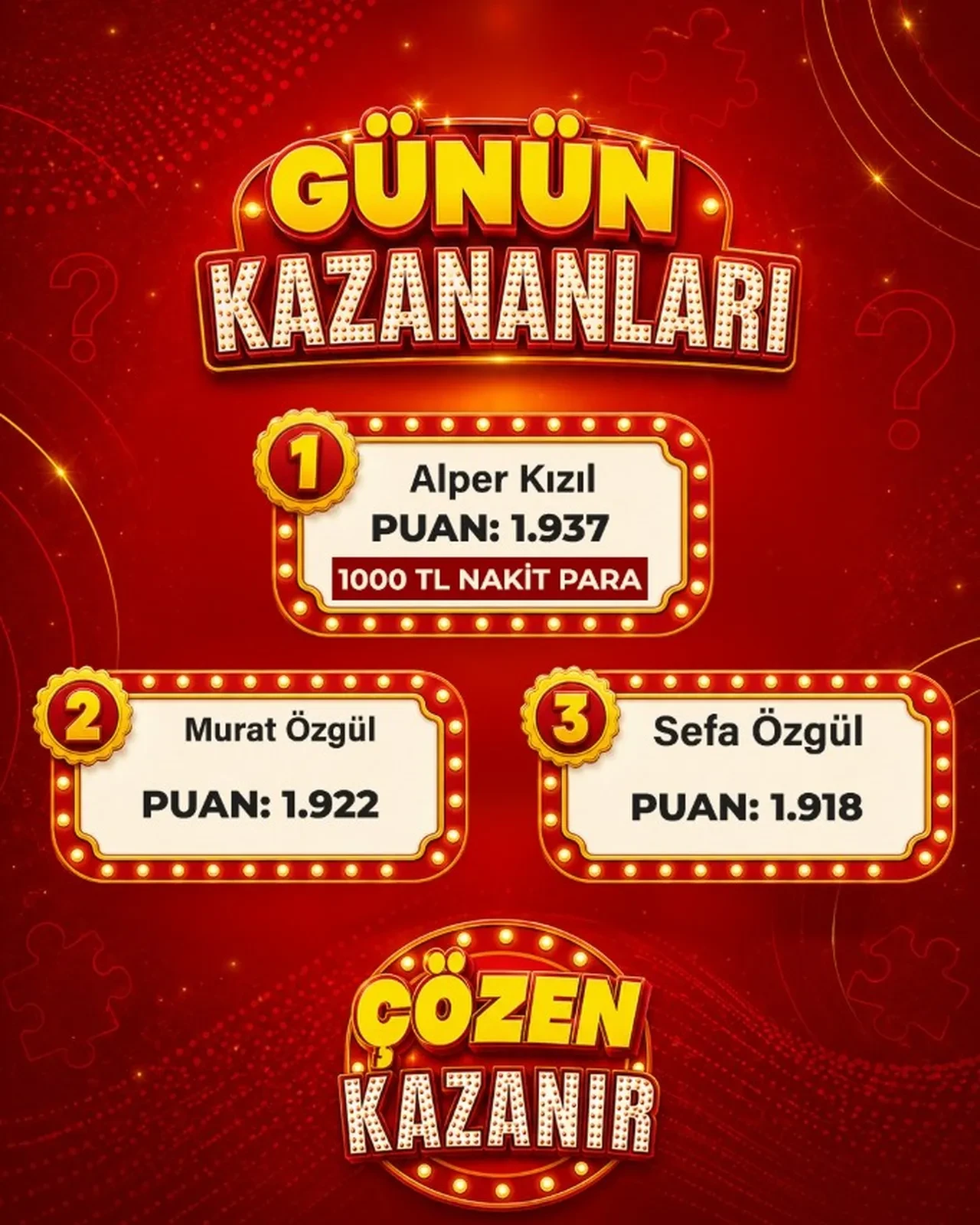 “Çözen Kazanır” sonuçları (27 Ağustos 2026) açıklandı! İşte, ilk 10’a giren isimler