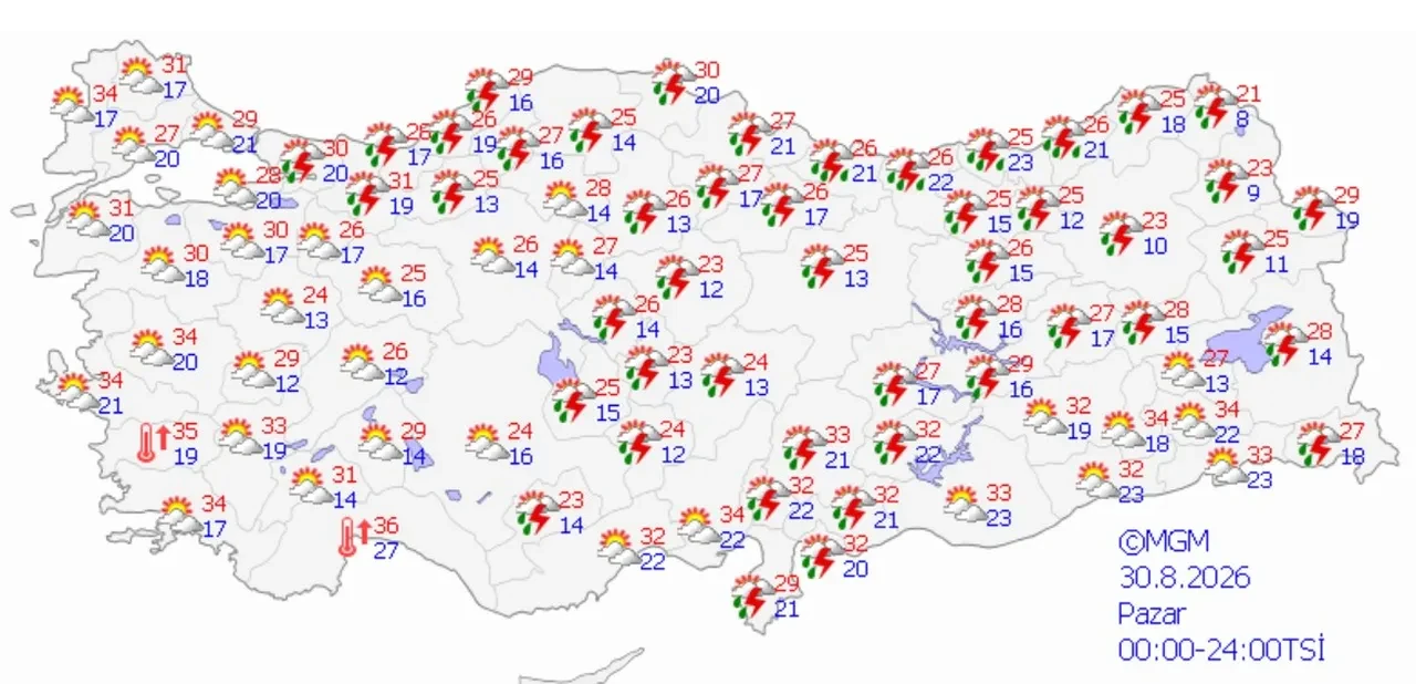 29 Ağustos Cumartesi hava durumu | Meteoroloji 26 için turuncu ve sarı kod alarmı verdi
