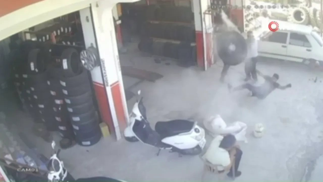 Bomba gibi patlayan lastik işçiyi havaya uçurdu