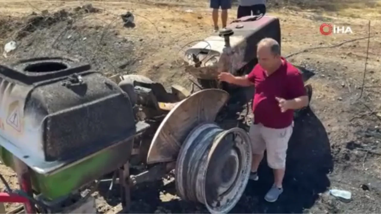 Yangına yardıma gitti, traktörü alevlerin arasında kaldı: "Kaçmasaydım yanacaktım"