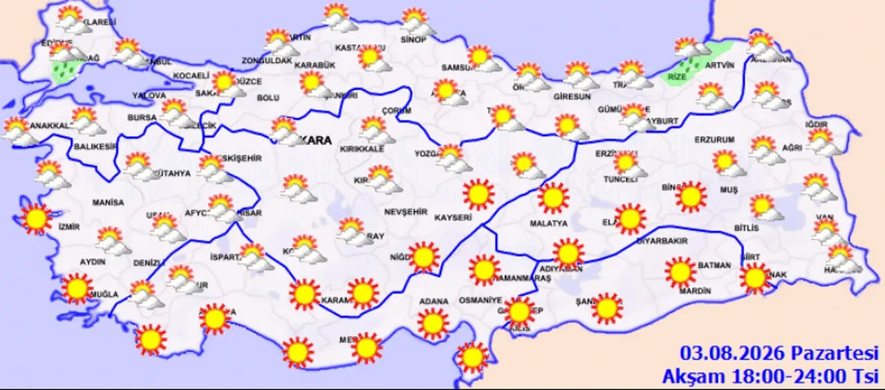 3 Ağustos 2026 hava durumu | Meteoroloji'den hem yağış hem sıcaklık uyarısı: Doğu’da 44 derece, Kuzeyde gök gürültülü sağanak!
