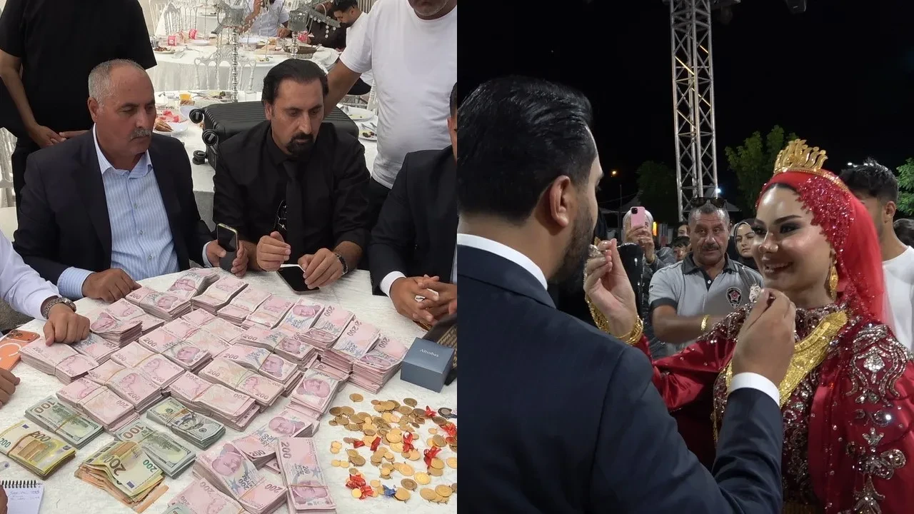 Aşiret düğününde milyonlar havada uçuştu! Para sayma makinesi kuruldu, takılar bavullarla taşındı