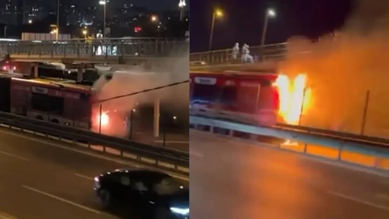 Kağıthane’de metrobüs alev alev yandı: Yolcular son anda tahliye edildi