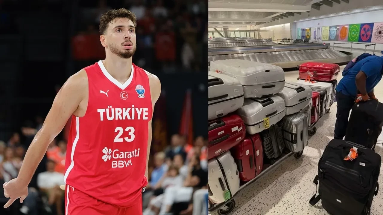 Alperen Şengün dönüş yolundaki valizlerinin sayısı şaşırttı! Türkiye'yi Amerika'ya taşıdı