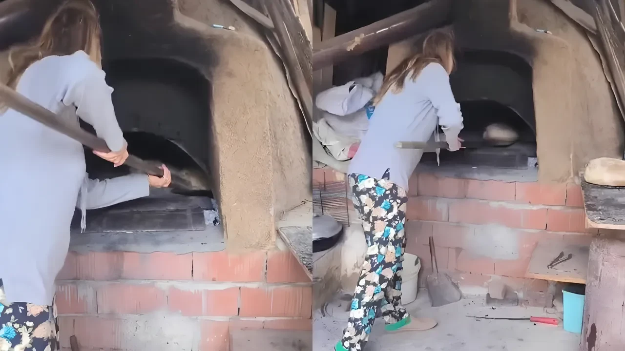 Burcu Kara köy hayatını sevdi! Taş fırında ekmek yaptı