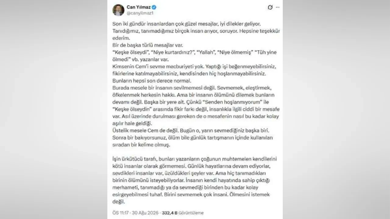 Can Yılmaz’dan Cem Yılmaz’a yönelik yorumlara sert tepki! “Sevmemek başka, ölümünü istemek başka” 