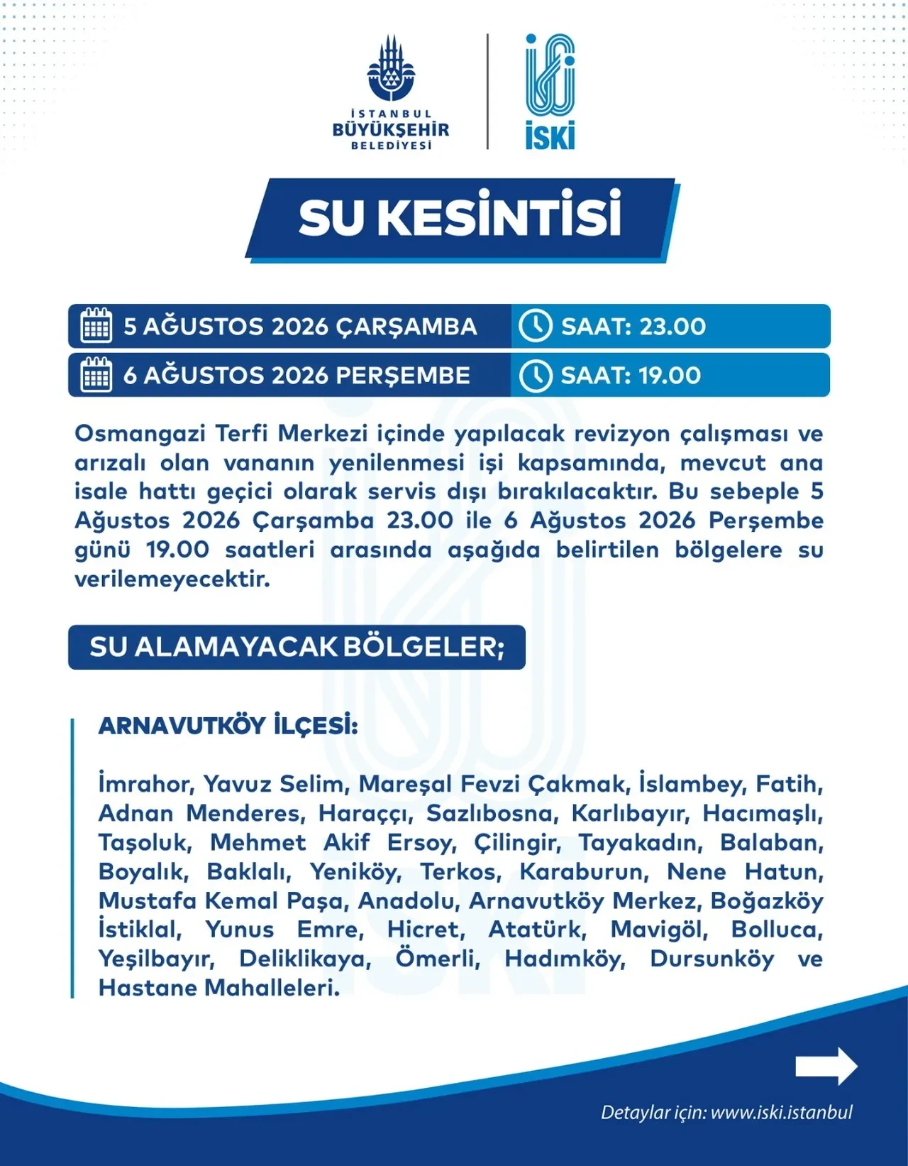İSKİ’den 20 saatlik su kesintisi uyarısı: İşte suların kesileceği ilçeler