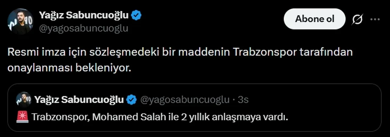 Salah Trabzonspor’a geldi mi? Trabzonspor transfer haberleri son durum…