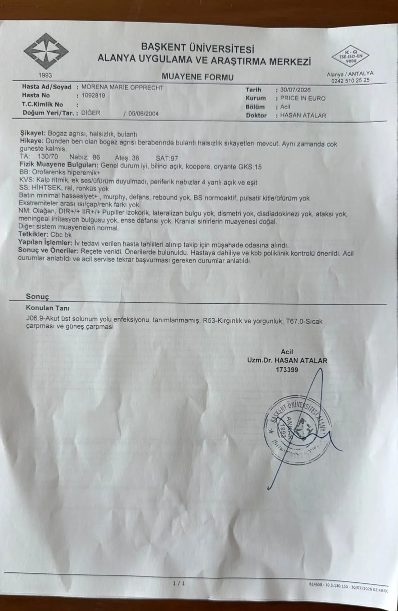 Güneş çarpması pahalıya patladı! İsviçreli turistlere özel hastane faturası şoku