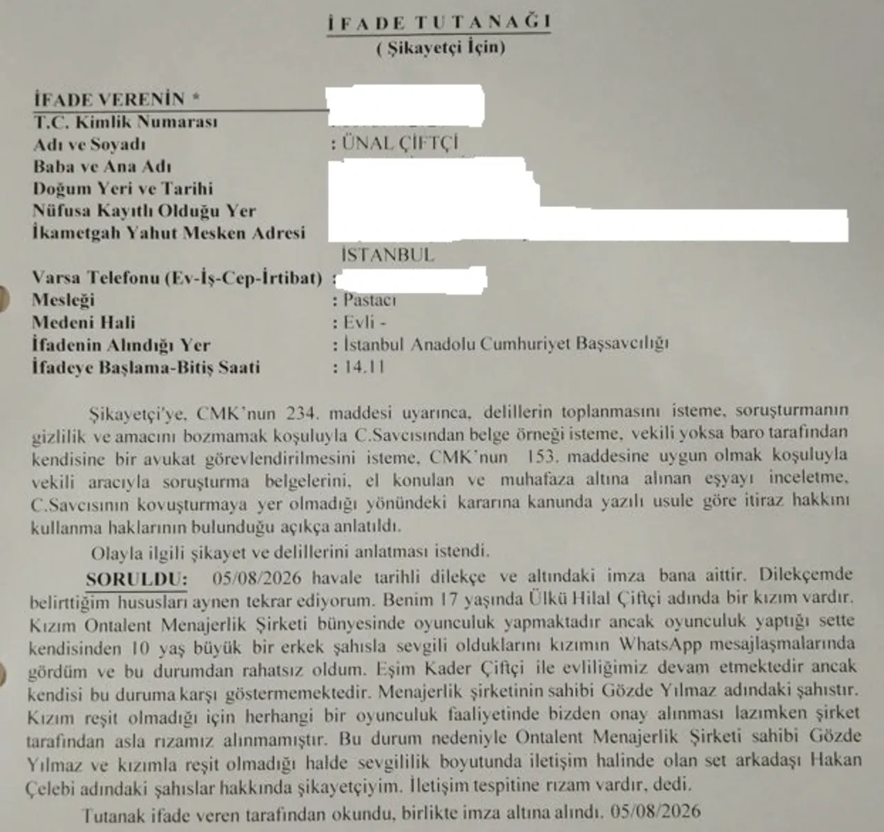 Yeraltı dizisinin Melek’i Ülkü Hilal Çiftçi’nin babasından şaşırtan suç duyurusu: Mesajları gördüm