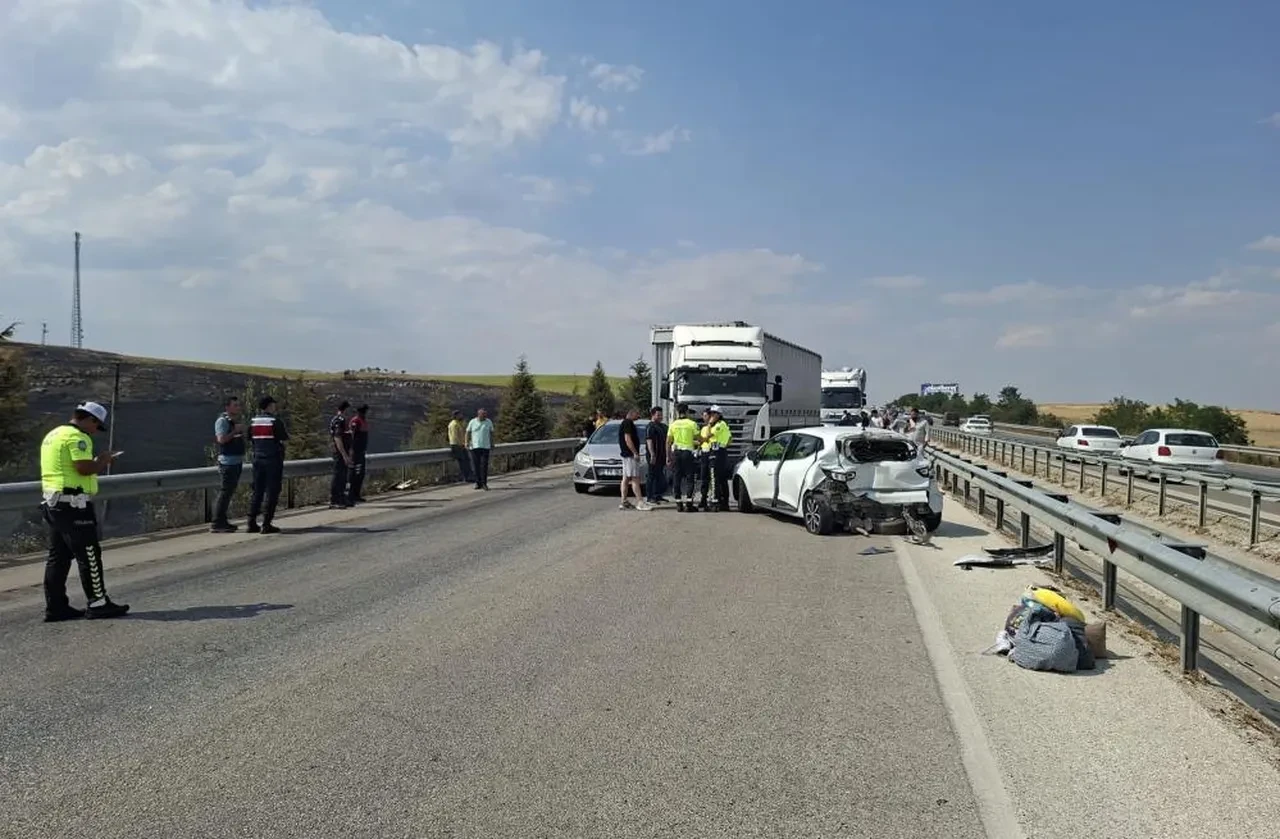 Anız yangını yüzünden 13 araçlık zincirleme trafik kazası: Yaralılar var!