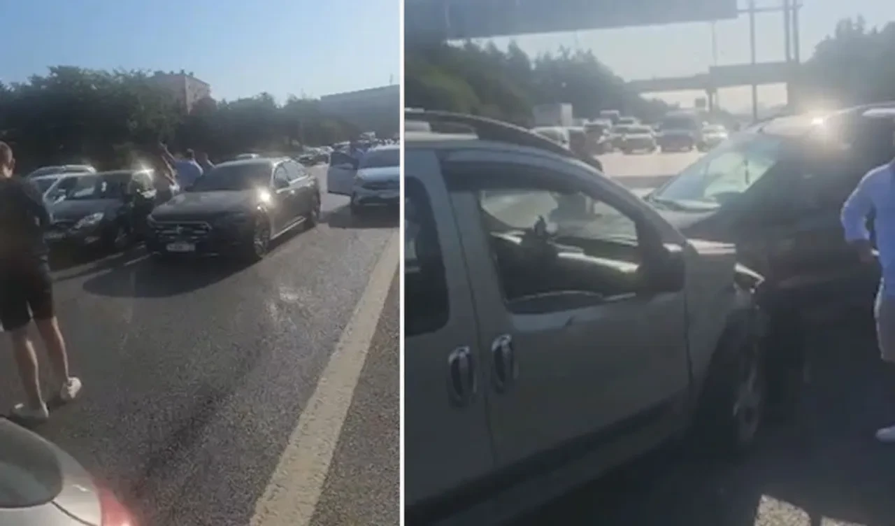 Panelvandan kopan parça 10 araçlı kazaya neden oldu! İstanbul TEM otoyolunda trafik durdu