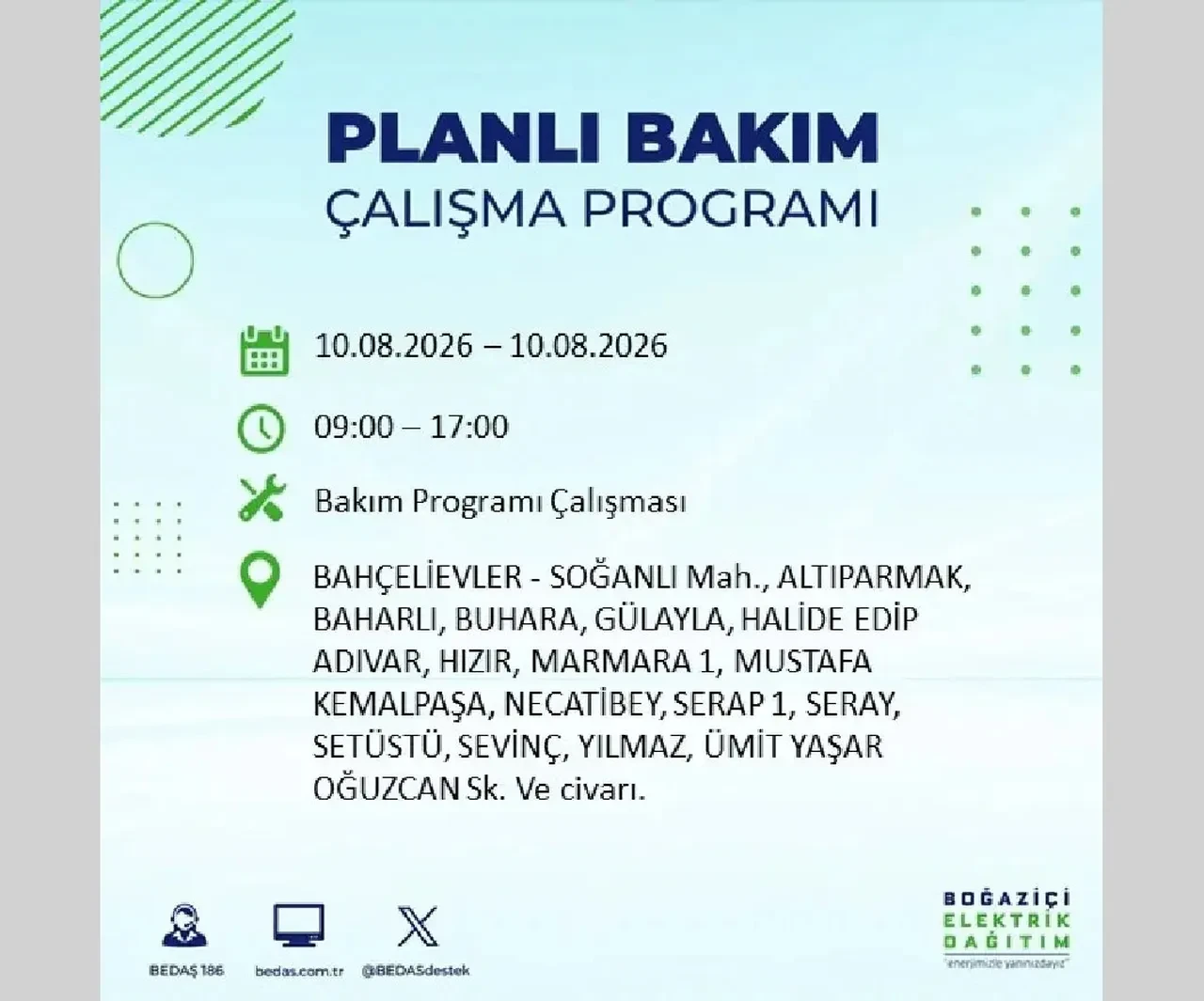 10 Ağustos 2026 İstanbul elektrik kesintileri | BEDAŞ açıkladı: 22 ilçede 9 saatlik elektrik kesintisi uygulanacak
