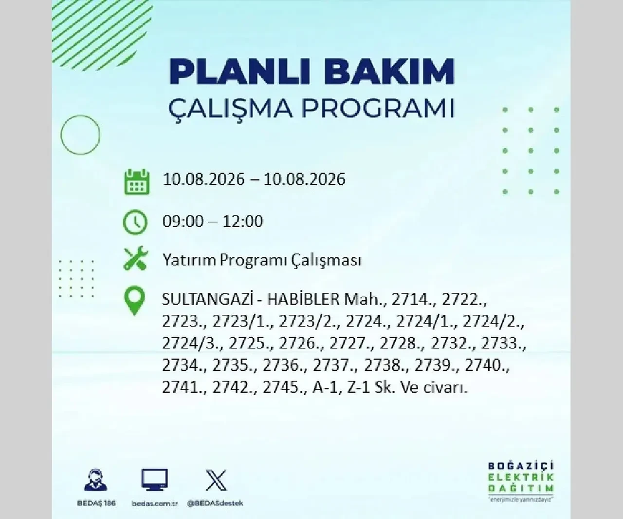 10 Ağustos 2026 İstanbul elektrik kesintileri | BEDAŞ açıkladı: 22 ilçede 9 saatlik elektrik kesintisi uygulanacak