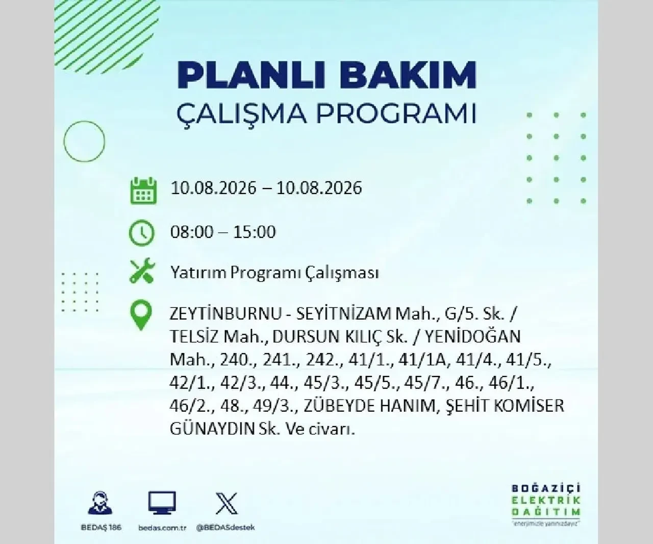 10 Ağustos 2026 İstanbul elektrik kesintileri | BEDAŞ açıkladı: 22 ilçede 9 saatlik elektrik kesintisi uygulanacak