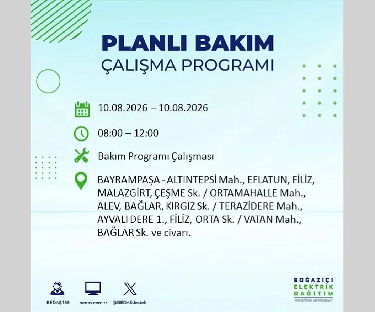 10 Ağustos 2026 İstanbul elektrik kesintileri | BEDAŞ açıkladı: 22 ilçede 9 saatlik elektrik kesintisi uygulanacak