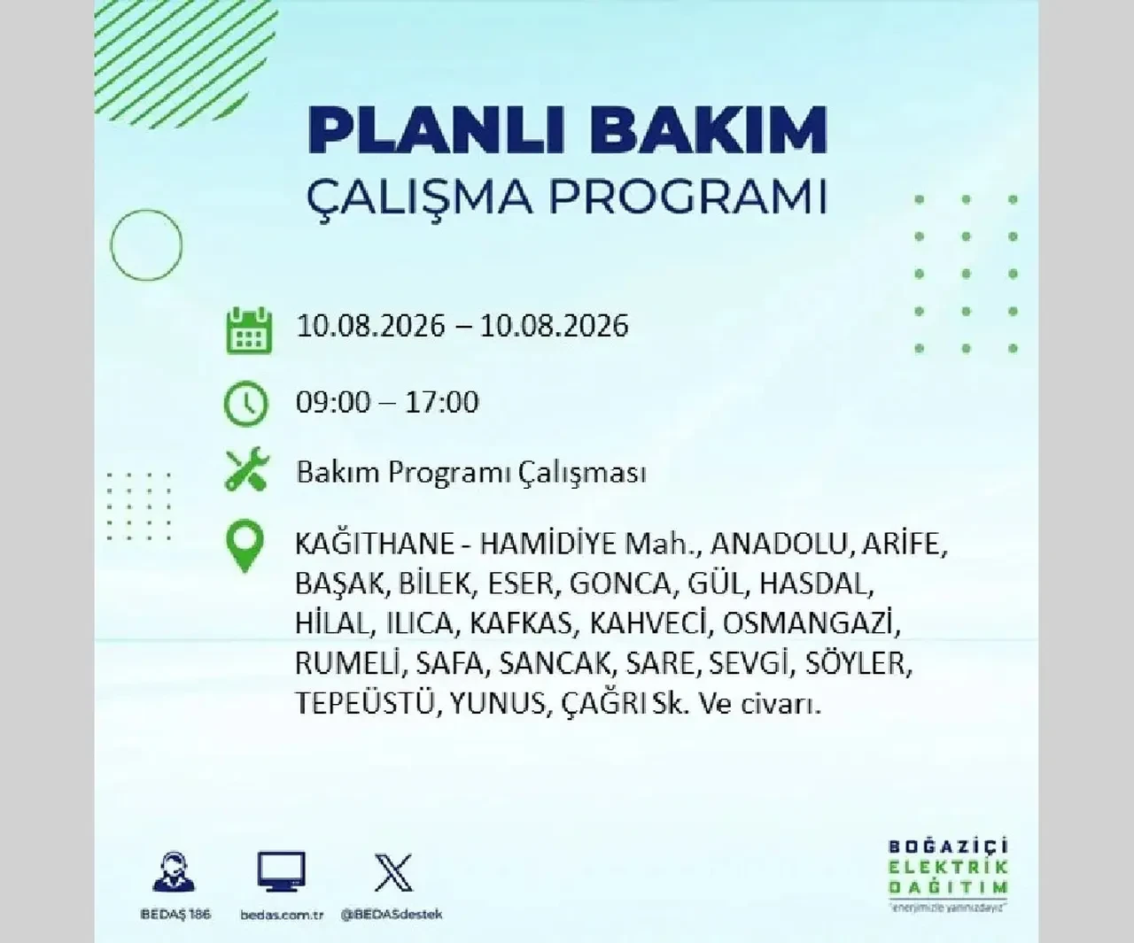 10 Ağustos 2026 İstanbul elektrik kesintileri | BEDAŞ açıkladı: 22 ilçede 9 saatlik elektrik kesintisi uygulanacak