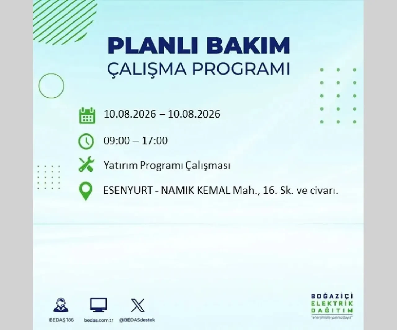 10 Ağustos 2026 İstanbul elektrik kesintileri | BEDAŞ açıkladı: 22 ilçede 9 saatlik elektrik kesintisi uygulanacak