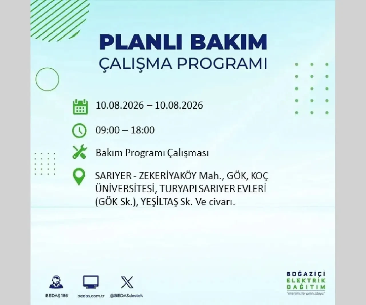 10 Ağustos 2026 İstanbul elektrik kesintileri | BEDAŞ açıkladı: 22 ilçede 9 saatlik elektrik kesintisi uygulanacak
