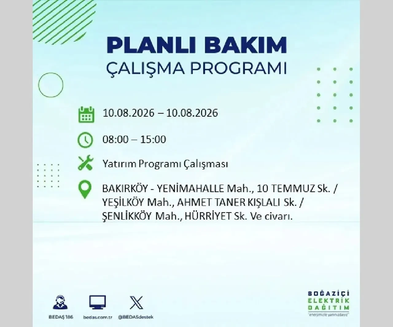 10 Ağustos 2026 İstanbul elektrik kesintileri | BEDAŞ açıkladı: 22 ilçede 9 saatlik elektrik kesintisi uygulanacak