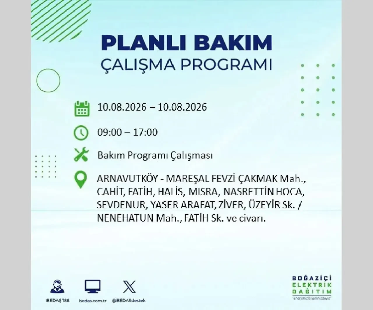 10 Ağustos 2026 İstanbul elektrik kesintileri | BEDAŞ açıkladı: 22 ilçede 9 saatlik elektrik kesintisi uygulanacak