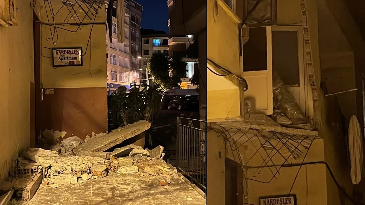 Güngören'de korku dolu anlar! Balkon çöktü, bina tahliye edildi