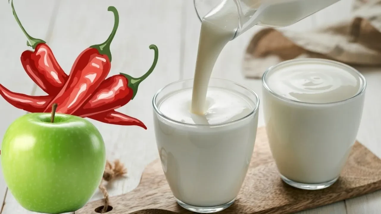 Yıllardır ayranı yanlış yapıyormuşuz!  Bir acı biber bir ekşi elma tam bir bağırsak dostu