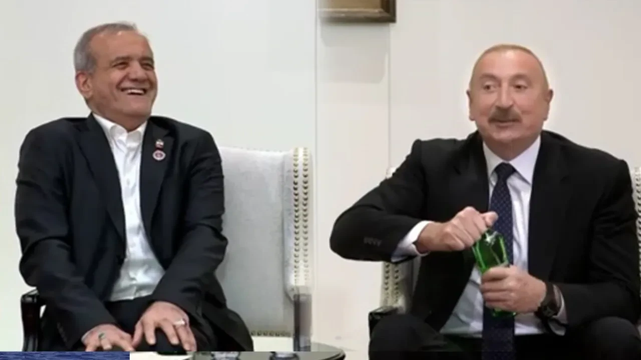 Aliyev ve Pezeşkiyan arasında güldüren su sohbeti! Kahkahalar havada uçuştu: İşte o anlar 