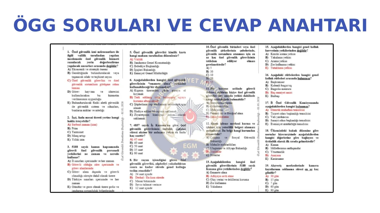 ÖGG soruları ve cevap kitapçığı 2026 egm.gov.tr! ÖGG 122. dönem sınavı soruları ve cevap anahtarı açıklandı mı?